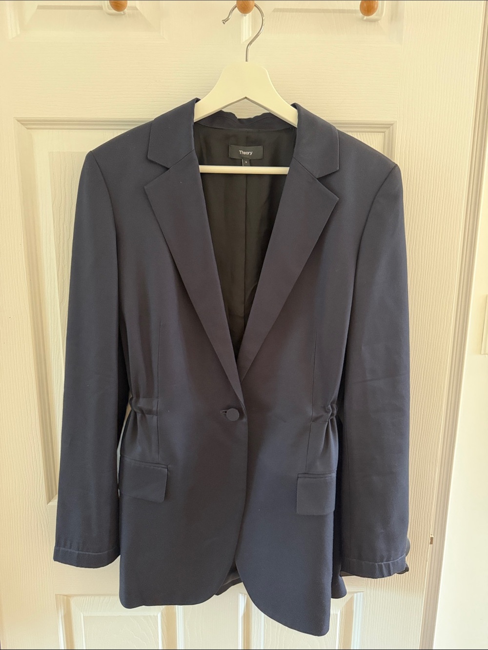 Theory Liquid Twill Drape Blazer Drawstring Waist